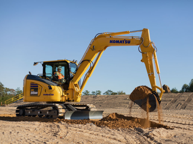 New Komatsu PC88MR-11 has faster boom and arm speeds, ideal for confined spaces